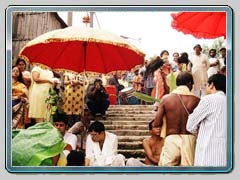 Navapatrika rituals of Haldarbari on the ghat of Ganges