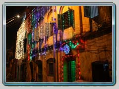 Well lit Haldarbari during Durgapuja