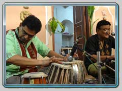 Musical programme during Durgapuja at Baghbazar Haldarbari